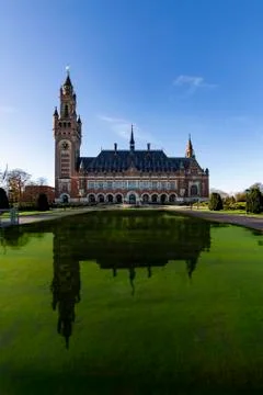 Front view of the Peace Palace Stock Photos