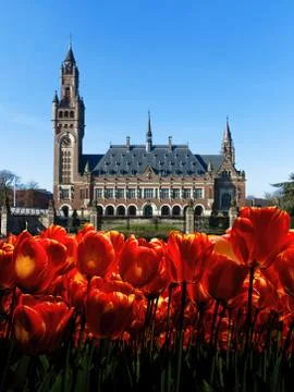 Front view of the Peace Palace Stock Photos