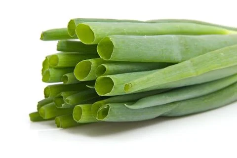 Front view of a pile spring onions in closeup Foto stock