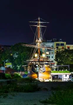 Front view of the Pirate ship Stock Photos