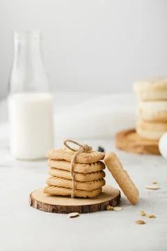 Front view plain biscuits milk Stock Photos