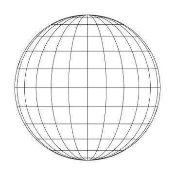 Front view of planet Earth globe grid of meridians and parallels, or latitude Stock Illustration