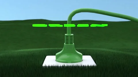 Front view of a plug that connects into a white socket in a meadow Stock Footage 144104913