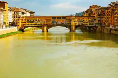 Front view of Ponte Vecchio bridge Stock Photos