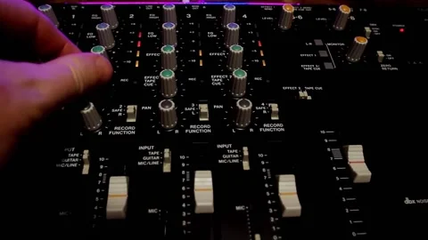 Front view of portable cassette tape studio mixer Stock Footage 161733428
