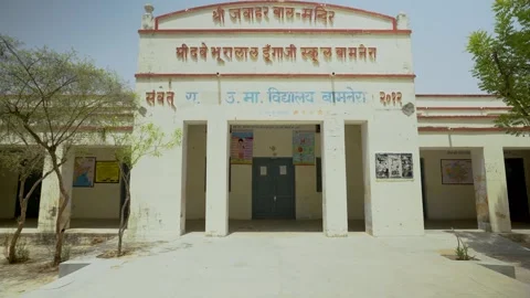 Front View of Primary School in Village Stock Footage 324910527