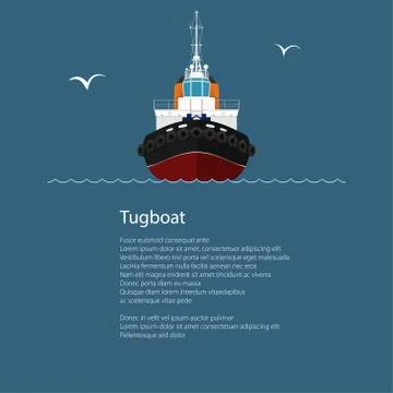 Front View of Push Boat and Text 스톡 일러스트