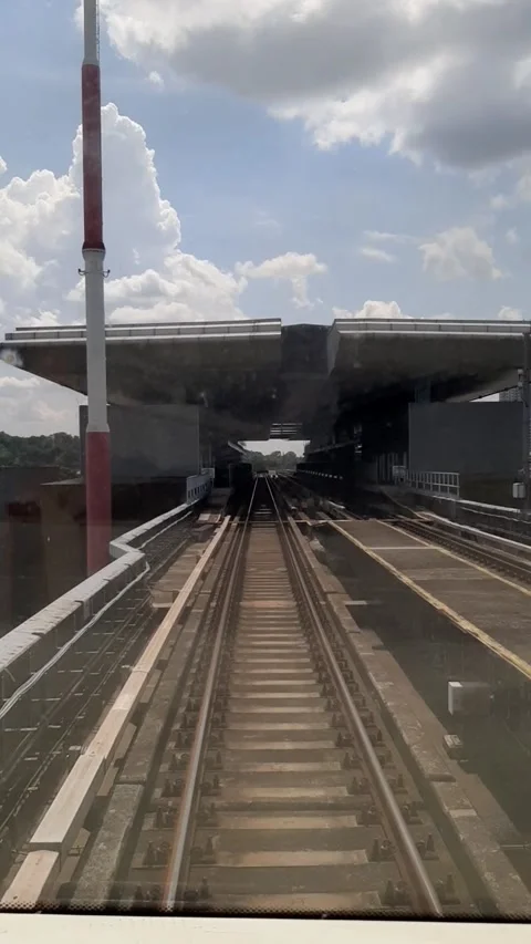 Front View Real Time Travel Auto Pilot City Train Stock Footage 167617034