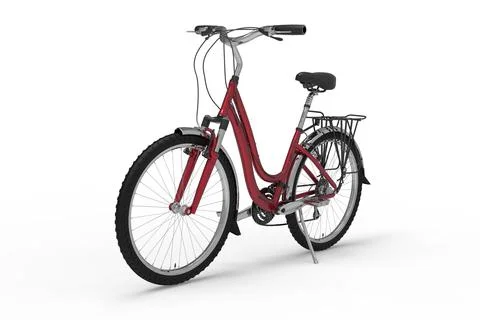 Front view of red bicycle red on white background Stock Illustration