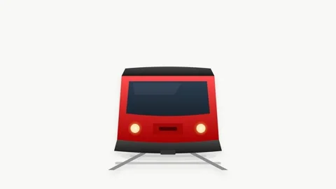 Front View Red Commuter Train Icon with Smooth Rhythmic Forward and Back Mo.. Видео 346202182