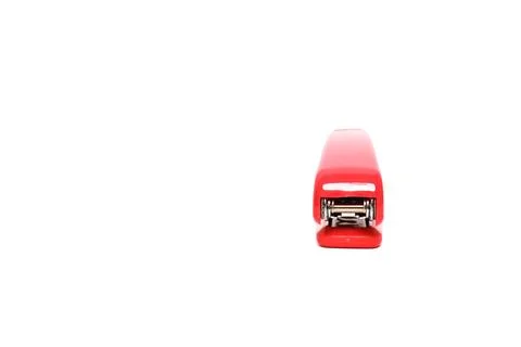 Front View of a Red Stapler Isolated on a White Background, Office Stationary Stock Photos