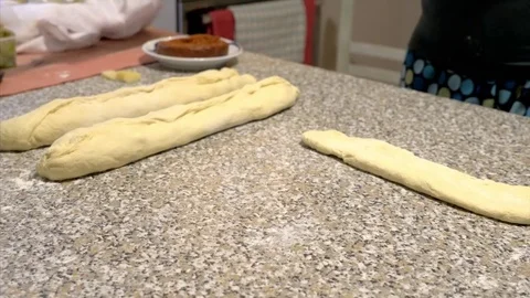 Front view of roll out the dough for bread Stock Footage 85311190