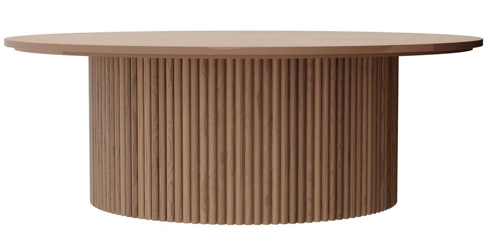 This is a front view of a round table with vertical lines around its base, is Stock Photos