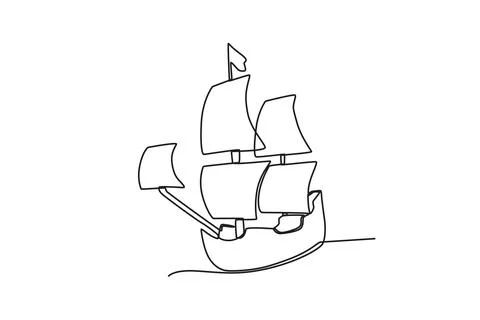 Front view of a sailing ship Stock Illustration