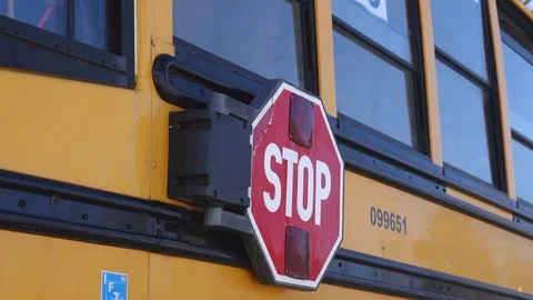 Front view of a school bus stop paddle Video stock 72881217