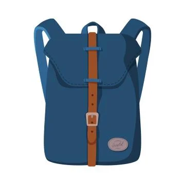Front View of Schoolbag or Camping Backpack Flat Style Vector Illustration on Stock Illustration