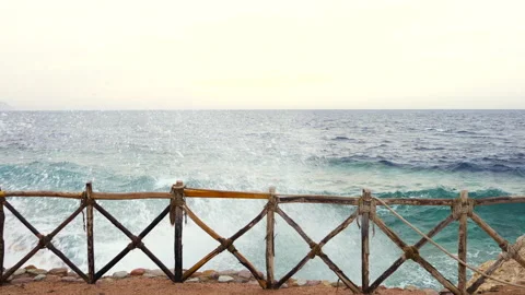 Front view of sea waves crashing on rocks on a daytime. Nature, seascape, travel Stock Footage 149433925