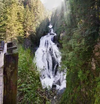 Front view of the second waterfall of the riva complex trentino alto adige it Stock Photos