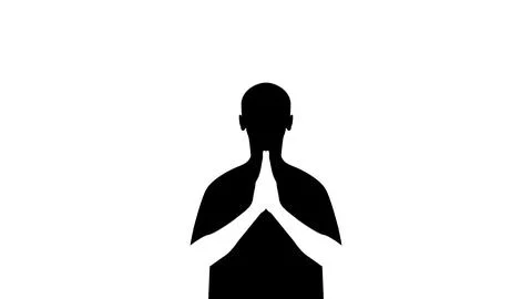 Front view of silhouette man doing yoga Stock Illustration