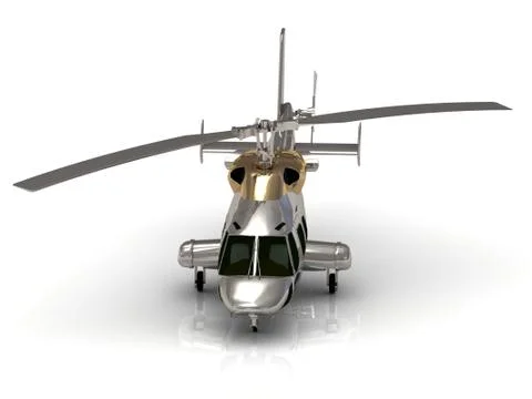 Front view of Silver helicopter in flight. Fly over the snow Stock Illustration