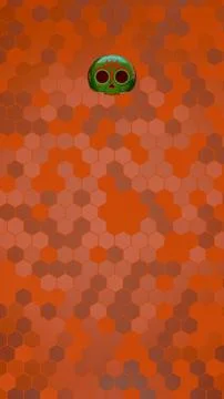 Front view of single green sugar skull with orange background for Day of th.. Stock Illustration