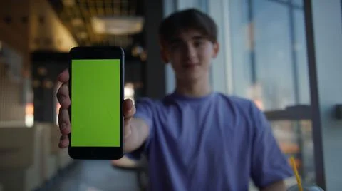 Front View Smart Phone Display for Game or Surfing or App. Green Screen Vertical Stock Photos