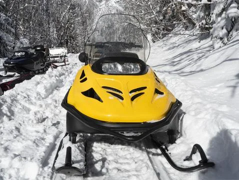 Front view of snowmobile Fotos Stock