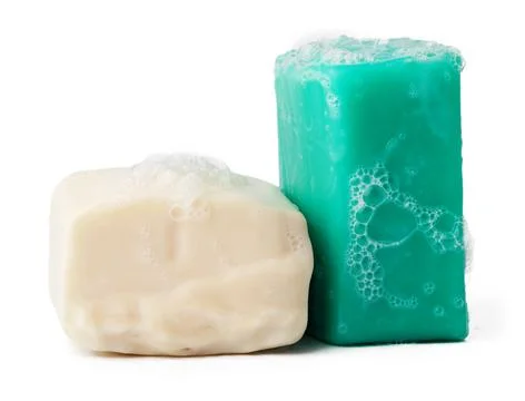 Front view of soap bars isolated on white background Stock Photos