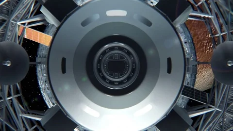 Front view of Spaceship on background of Pluto Vídeo Stock 84867302