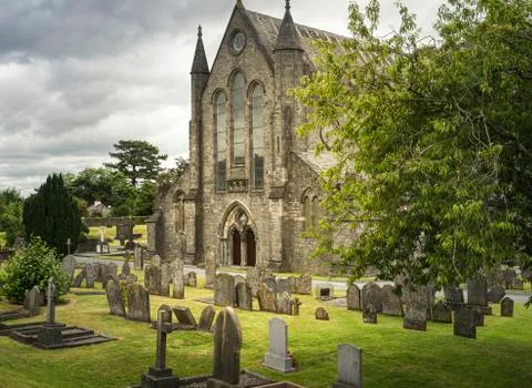 Front view of St. Canice's Cathedral in Kilkenny in Ireland. Stock Photos