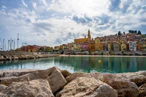 Front view  to St. Michel in Menton Stock Photos