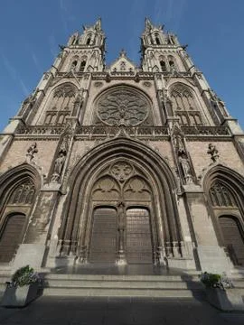 Front view of St. Peter and St Paul church in the Belgian city of Ostend. Stock Photos