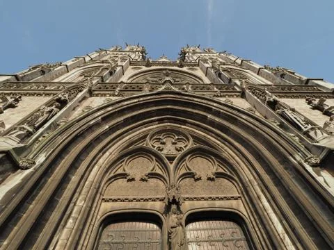 Front view of St. Peter and St Paul church in the Belgian city of Ostend. Stock Photos
