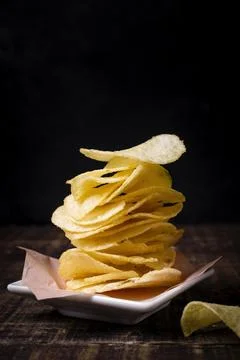 Front view stack potato chips Stock Photos