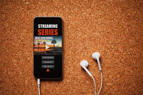 Front view of Streaming series app in a mobile phone screen Stock Photos