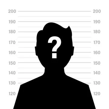 Front view of the suspect silhouette. Stock Illustration