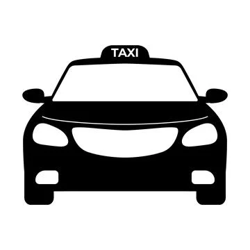 Front View of Taxi Car Vector Silhouette Illustration Stock Illustration