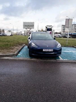 Front view of Tesla Model 3 Stock Photos