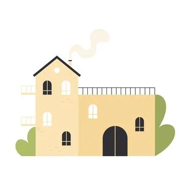 Front view of tiny village house Stock Illustration