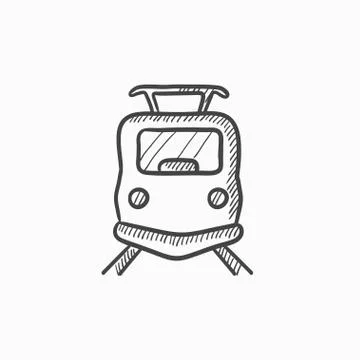 Front view of train sketch icon Stock Illustration