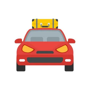Front view travel car icon flat isolated Stock Illustration