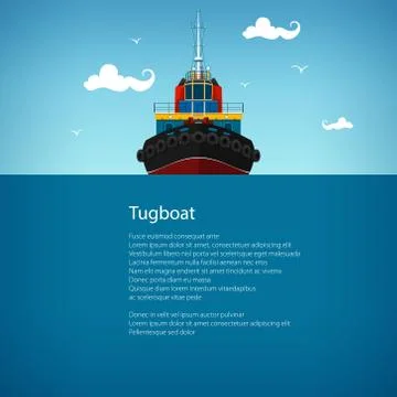 Front View of the Tugboat , Poster 스톡 일러스트