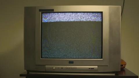 Front view of tv signal lost its flickering pull back 4k short Video stock 252210499