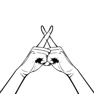 Front view of two index fingers make a cross Stock Illustration