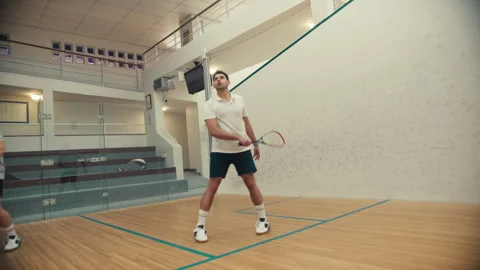Front view of two squash players Stock Footage 278969747