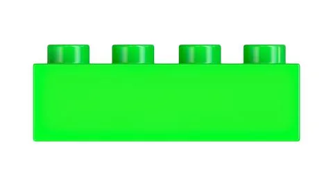 Front View of an Ultra Green Plastic Lego Toy Brick Isolated on a White Backg Stock Illustration