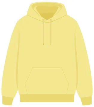 Front View Vector Illustration of a Blank Yellow Pastel Hoodie 스톡 일러스트