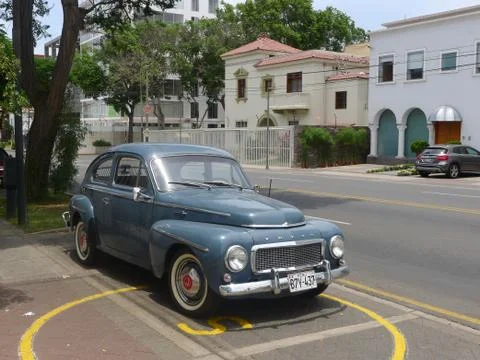 Front view of Volvo PV 544 in San Isidro, Lima, Peru Stock Photos