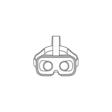 Front view vr headset device icon. outline virtual reality goggles Stock Illustration