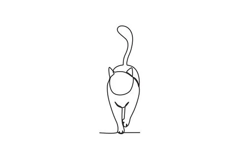 Front view of a walking cat Stock Illustration